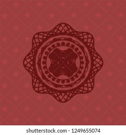 four leaf clover icon inside retro style red emblem