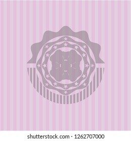 four leaf clover icon inside pink emblem. Vintage.