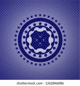 four leaf clover icon inside emblem with jean high quality background