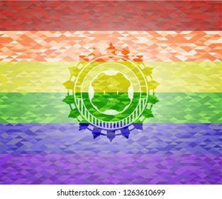 four leaf clover icon inside lgbt colors emblem 