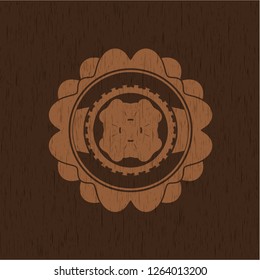 four leaf clover icon inside retro wooden emblem