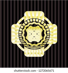 four leaf clover icon inside gold shiny emblem