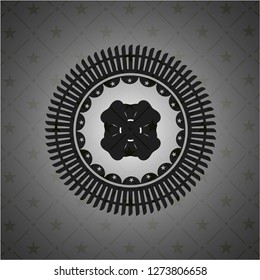four leaf clover icon inside realistic black emblem