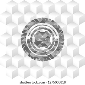 four leaf clover icon inside grey emblem with cube white background