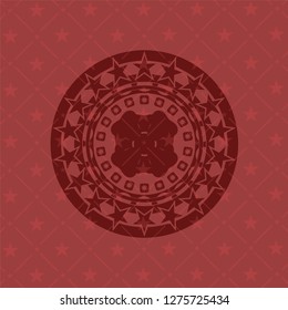four leaf clover icon inside realistic red emblem