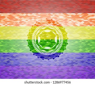 four leaf clover icon inside lgbt colors emblem 