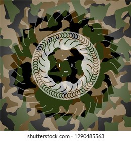 four leaf clover icon inside camouflaged emblem