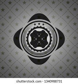 four leaf clover icon inside realistic dark emblem