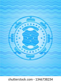 four leaf clover icon inside water representation emblem.