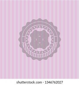 four leaf clover icon inside retro style pink emblem