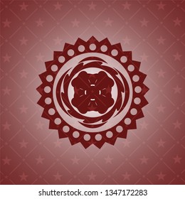 four leaf clover icon inside red emblem. Vintage.