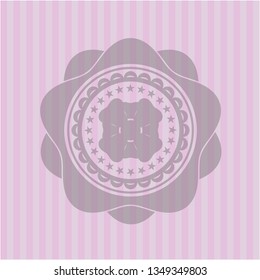four leaf clover icon inside retro style pink emblem