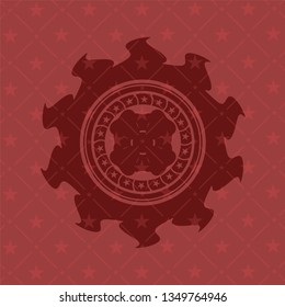 four leaf clover icon inside retro style red emblem