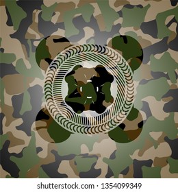 four leaf clover icon inside camouflaged emblem