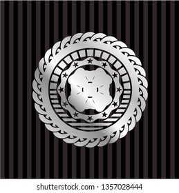 four leaf clover icon inside silvery badge or emblem
