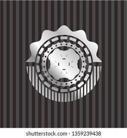 four leaf clover icon inside silver shiny badge