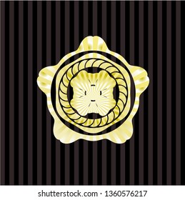 four leaf clover icon inside gold badge