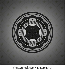 four leaf clover icon inside realistic black emblem