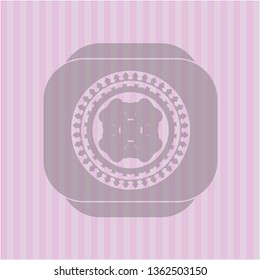 four leaf clover icon inside pink emblem
