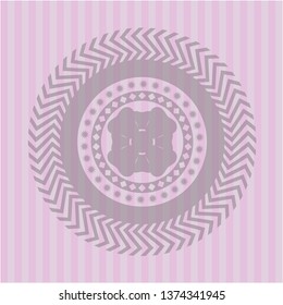 four leaf clover icon inside retro pink emblem