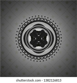 four leaf clover icon inside realistic black emblem