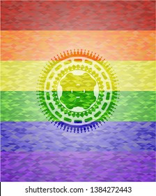 four leaf clover icon inside lgbt colors emblem 
