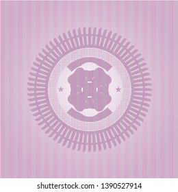 four leaf clover icon inside retro pink emblem