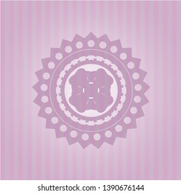 four leaf clover icon inside pink emblem