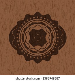 four leaf clover icon inside wooden emblem. Vintage.