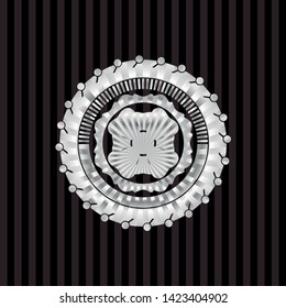 four leaf clover icon inside silvery badge