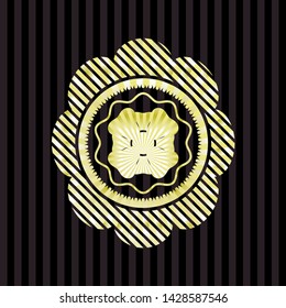 four leaf clover icon inside golden emblem