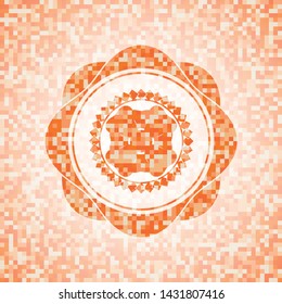 four leaf clover icon inside abstract orange mosaic emblem