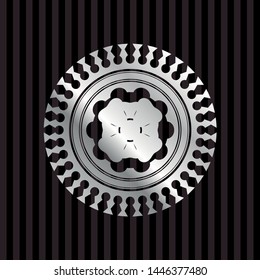 four leaf clover icon inside silver emblem