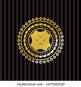 four leaf clover icon inside gold emblem