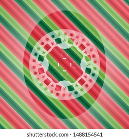 four leaf clover icon inside christmas badge.
