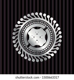 four leaf clover icon inside silver shiny emblem