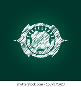 four leaf clover icon inside chalkboard emblem