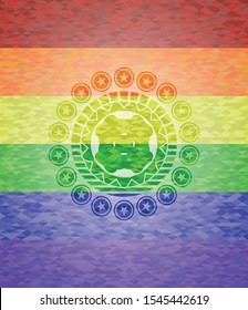four leaf clover icon inside lgbt colors emblem 