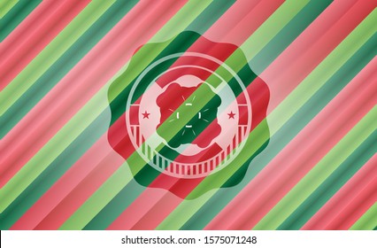 four leaf clover icon inside christmas colors style emblem.
