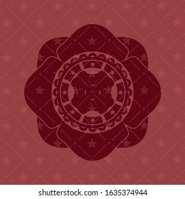 four leaf clover icon inside realistic red emblem