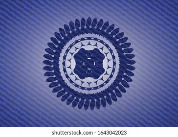 four leaf clover icon inside emblem with jean texture