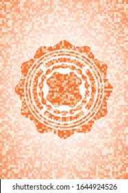 four leaf clover icon inside abstract orange mosaic emblem