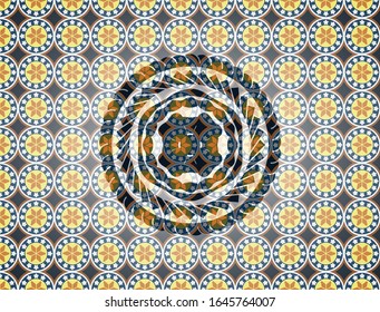 four leaf clover icon inside arabesque badge. arabic decoration.