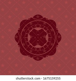 Four Leaf Clover Icon Inside Vintage Red Emblem