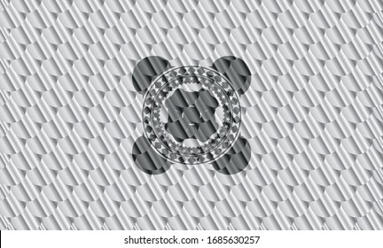 four leaf clover icon inside silver emblem. Scales pattern. Vector Illustration. Detailed.