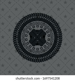 four leaf clover icon inside black emblem. Vintage.