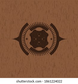 four leaf clover icon inside wood emblem. Vintage. 
