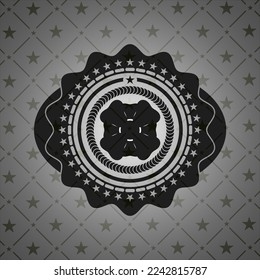 four leaf clover icon inside realistic dark emblem. 