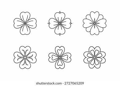 four leaf clover icon line art vector illustration isolated