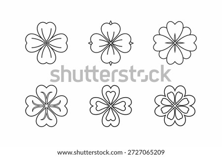 four leaf clover icon line art vector illustration isolated